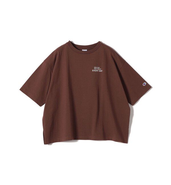 SHIPS for women「【一部WEB限定/ SHIPS別注】Champion: 5分袖 ロゴ プリント TEE」|Tシャツ・カットソー|