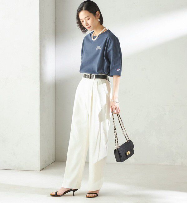 SHIPS for women「【一部WEB限定/ SHIPS別注】Champion: 5分袖 ロゴ プリント TEE」|Tシャツ・カットソー|