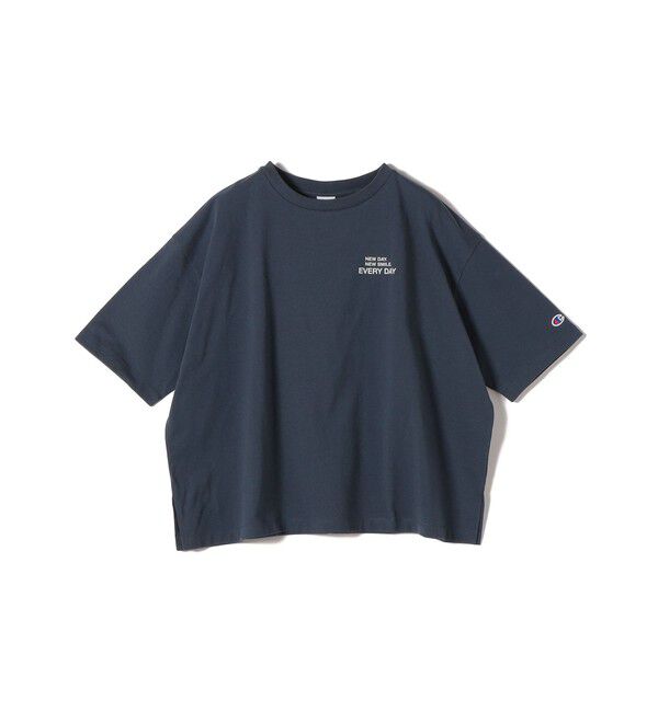 SHIPS for women「【一部WEB限定/ SHIPS別注】Champion: 5分袖 ロゴ プリント TEE」|Tシャツ・カットソー|