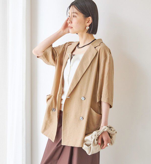SHIPS for women「【実力派ベーシック】〈手洗い可能〉シルク混 シアー 羽織 半袖 ジャケット」|テーラードジャケット|