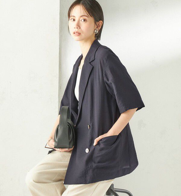 SHIPS for women「【実力派ベーシック】〈手洗い可能〉シルク混 シアー 羽織 半袖 ジャケット」|テーラードジャケット|