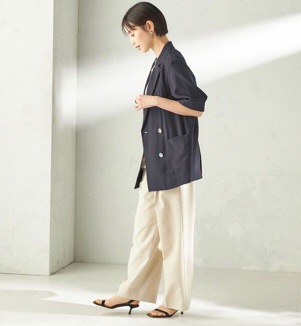 SHIPS for women「【実力派ベーシック】〈手洗い可能〉シルク混 シアー 羽織 半袖 ジャケット」|テーラードジャケット|