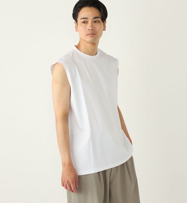 SHIPS Colors 「SHIPS Colors:〈抗菌防臭・接触冷感〉シルケット コットン ノースリーブ Tシャツ」|タンクトップ|