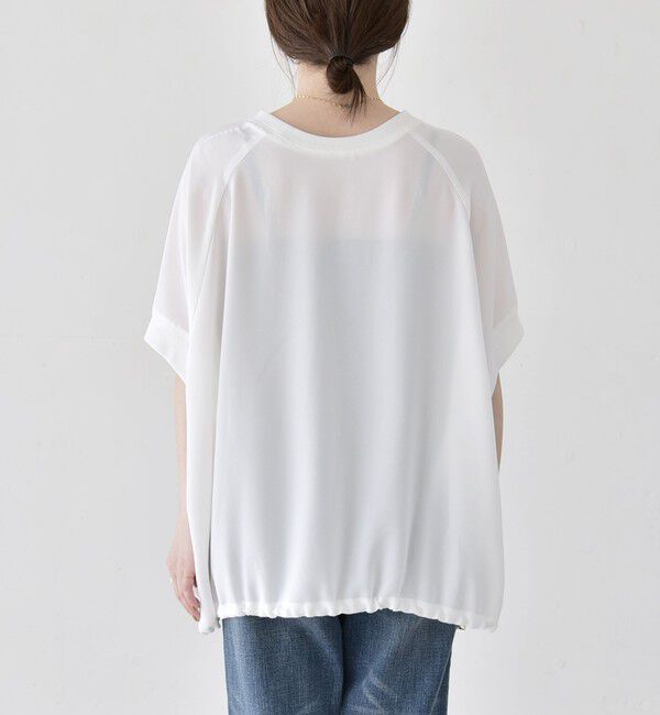 quaranciel「quaranciel:〈手洗い可能〉ジョーゼット ハーフスリーブ ドロスト ルーズ ブラウス」|シャツ・ブラウス|