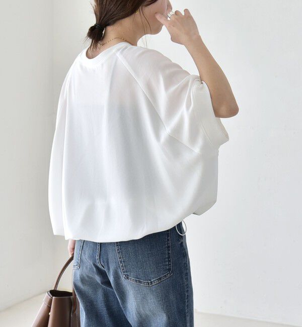 quaranciel「quaranciel:〈手洗い可能〉ジョーゼット ハーフスリーブ ドロスト ルーズ ブラウス」|シャツ・ブラウス|