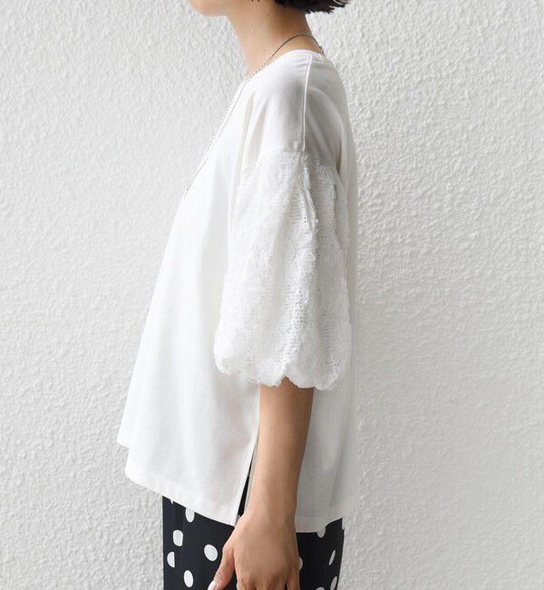 SHIPS for women「【WEB限定】〈接触冷感/UVカット/汗染み防止加工〉FUNCTION 袖 レース プルオーバー」|Tシャツ・カットソー|
