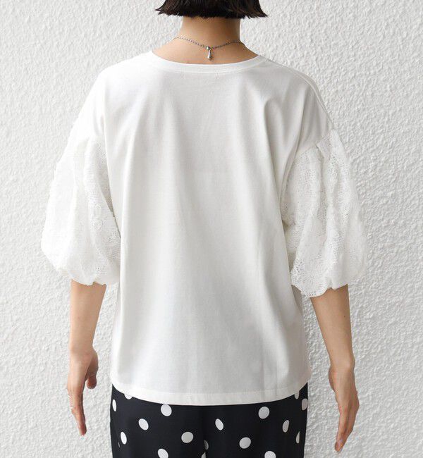 SHIPS for women「【WEB限定】〈接触冷感/UVカット/汗染み防止加工〉FUNCTION 袖 レース プルオーバー」|Tシャツ・カットソー|