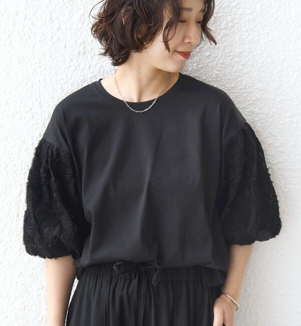 SHIPS for women「【WEB限定】〈接触冷感/UVカット/汗染み防止加工〉FUNCTION 袖 レース プルオーバー」|Tシャツ・カットソー|