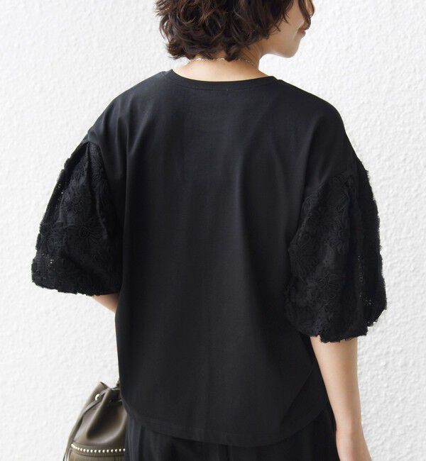 SHIPS for women「【WEB限定】〈接触冷感/UVカット/汗染み防止加工〉FUNCTION 袖 レース プルオーバー」|Tシャツ・カットソー|