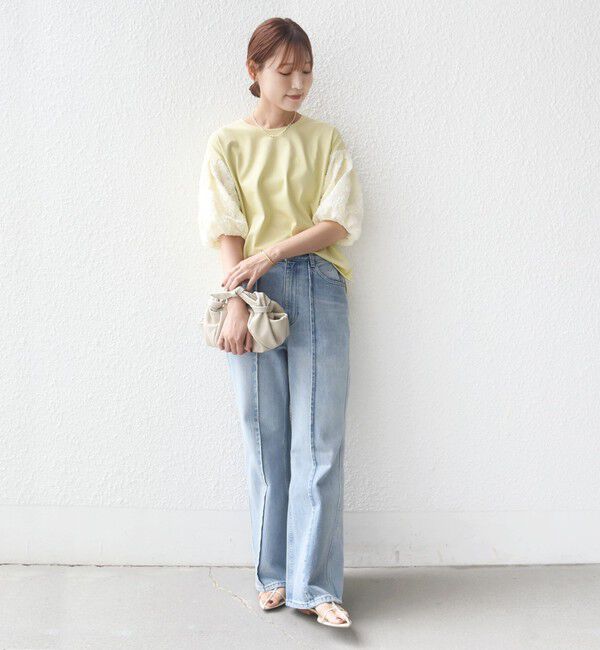 SHIPS for women「【WEB限定】〈接触冷感/UVカット/汗染み防止加工〉FUNCTION 袖 レース プルオーバー」|Tシャツ・カットソー|