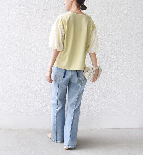 SHIPS for women「【WEB限定】〈接触冷感/UVカット/汗染み防止加工〉FUNCTION 袖 レース プルオーバー」|Tシャツ・カットソー|