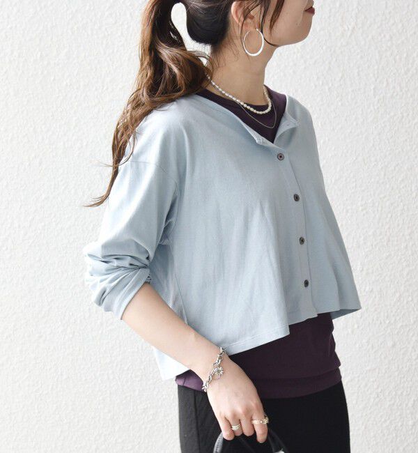 SHIPS any「《予約》SHIPS any:〈洗濯機可能〉レイヤード ノースリ TEE &times; カーディガン セット」|Tシャツ・カットソー|