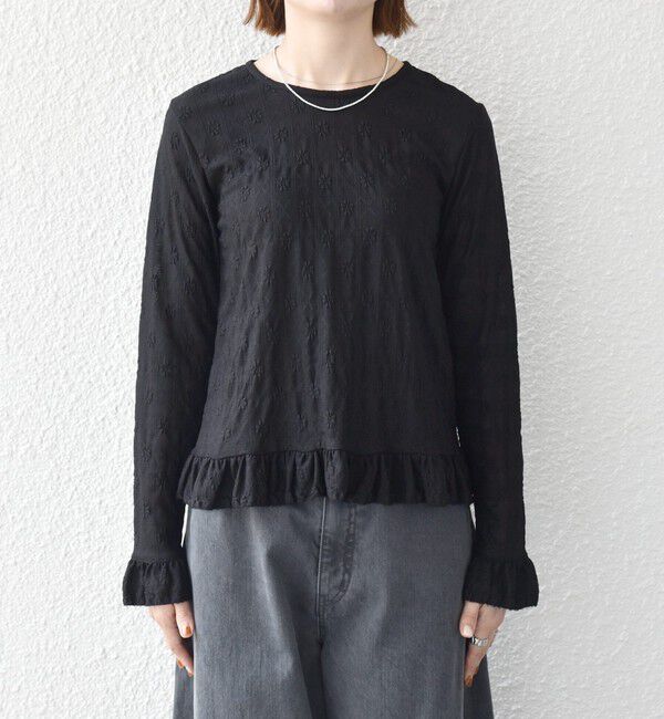 SHIPS any「《予約》SHIPS any:〈洗濯機可能〉フラワー レース ジャカード フリル ヘム プルオーバー」|Tシャツ・カットソー|