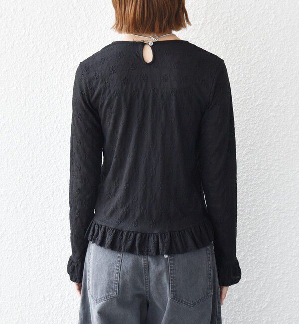 SHIPS any「《予約》SHIPS any:〈洗濯機可能〉フラワー レース ジャカード フリル ヘム プルオーバー」|Tシャツ・カットソー|