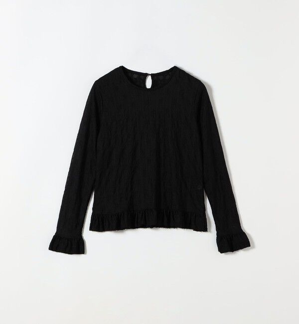 SHIPS any「《予約》SHIPS any:〈洗濯機可能〉フラワー レース ジャカード フリル ヘム プルオーバー」|Tシャツ・カットソー|