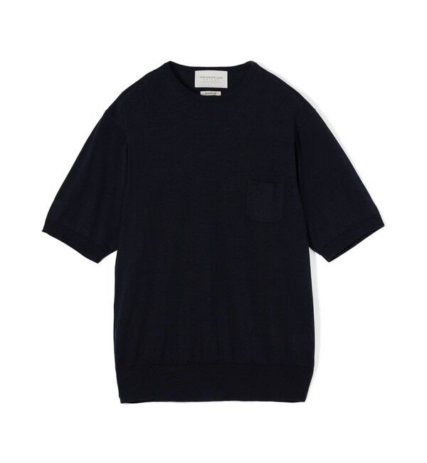 TOMORROWLAND MENS「TOMORROWLAND tricot プライムシルク ハイゲージ クルーネックニットTシャツ」|ニット・セーター|67 ネイビー