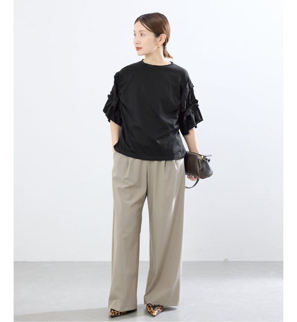 IENA「《手洗い可能》袖ギャザーフリルカットソー」|Tシャツ・カットソー|