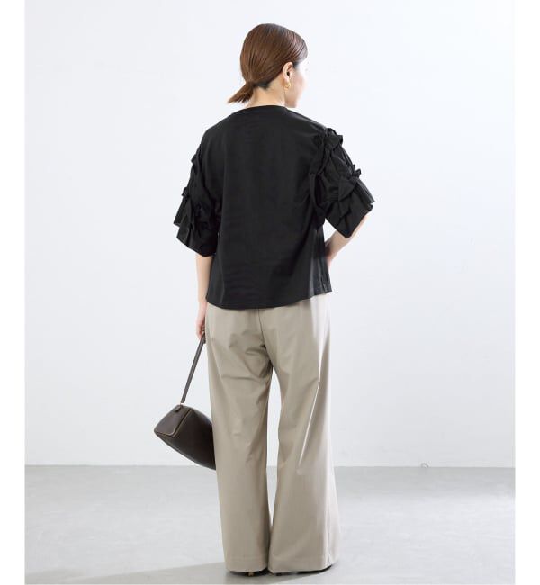 IENA「《手洗い可能》袖ギャザーフリルカットソー」|Tシャツ・カットソー|