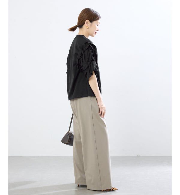 IENA「《手洗い可能》袖ギャザーフリルカットソー」|Tシャツ・カットソー|