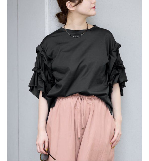 IENA「《手洗い可能》袖ギャザーフリルカットソー」|Tシャツ・カットソー|