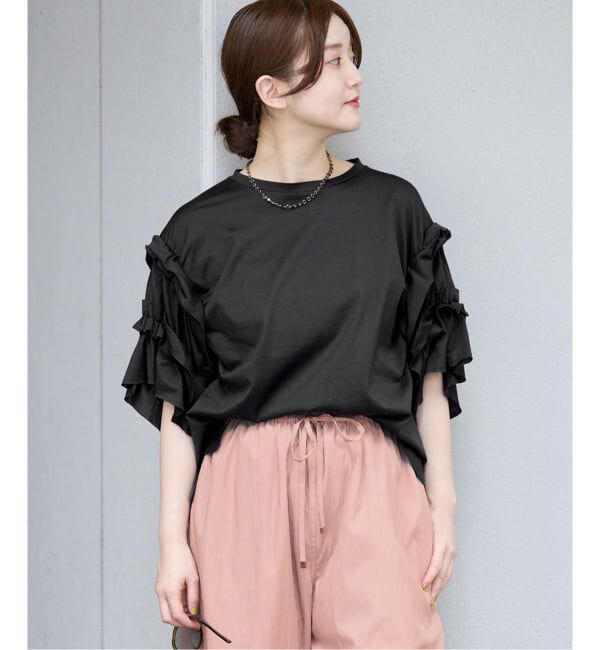 IENA「《手洗い可能》袖ギャザーフリルカットソー」|Tシャツ・カットソー|