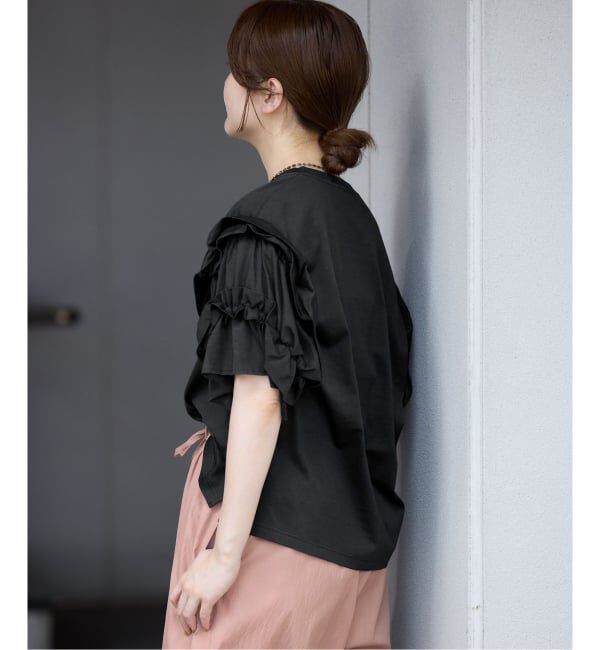 IENA「《手洗い可能》袖ギャザーフリルカットソー」|Tシャツ・カットソー|