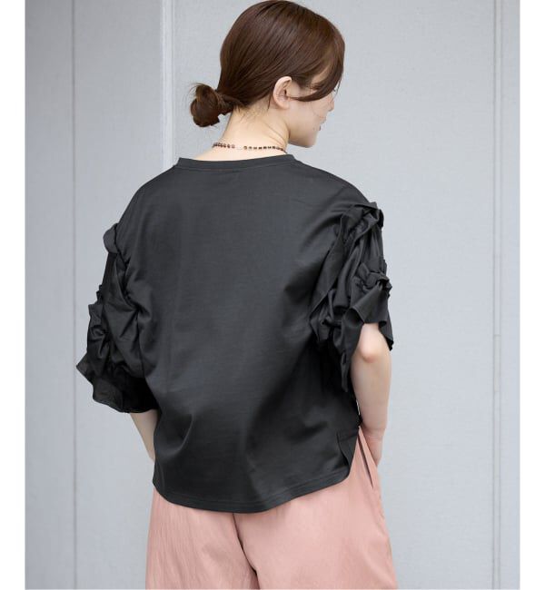 IENA「《手洗い可能》袖ギャザーフリルカットソー」|Tシャツ・カットソー|