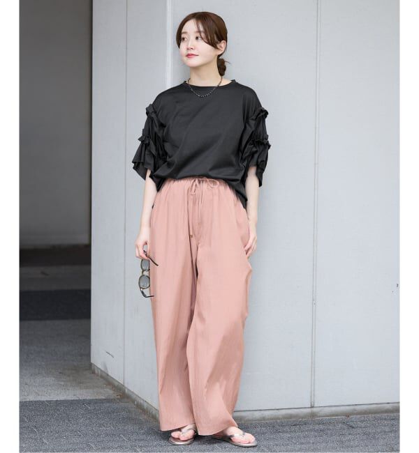IENA「《手洗い可能》袖ギャザーフリルカットソー」|Tシャツ・カットソー|