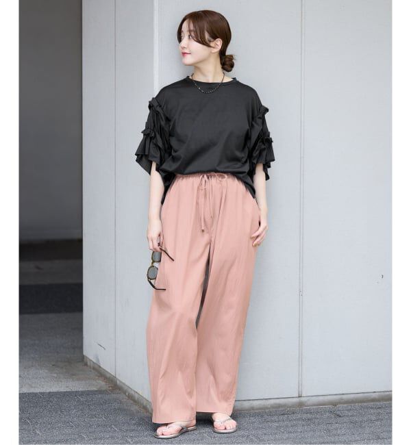 IENA「《手洗い可能》袖ギャザーフリルカットソー」|Tシャツ・カットソー|