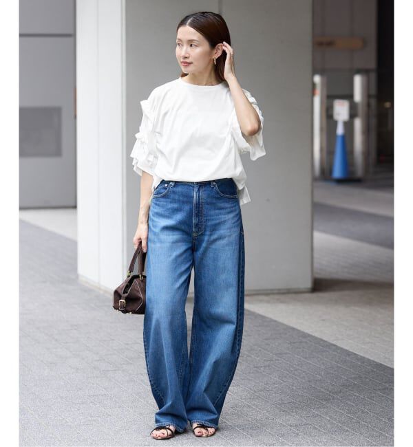 IENA「《手洗い可能》袖ギャザーフリルカットソー」|Tシャツ・カットソー|
