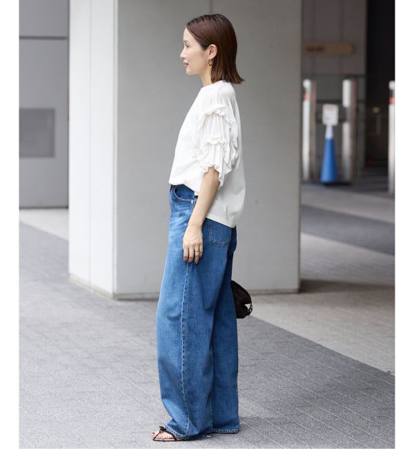 IENA「《手洗い可能》袖ギャザーフリルカットソー」|Tシャツ・カットソー|