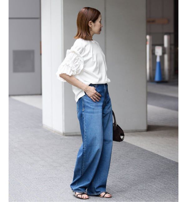 IENA「《手洗い可能》袖ギャザーフリルカットソー」|Tシャツ・カットソー|