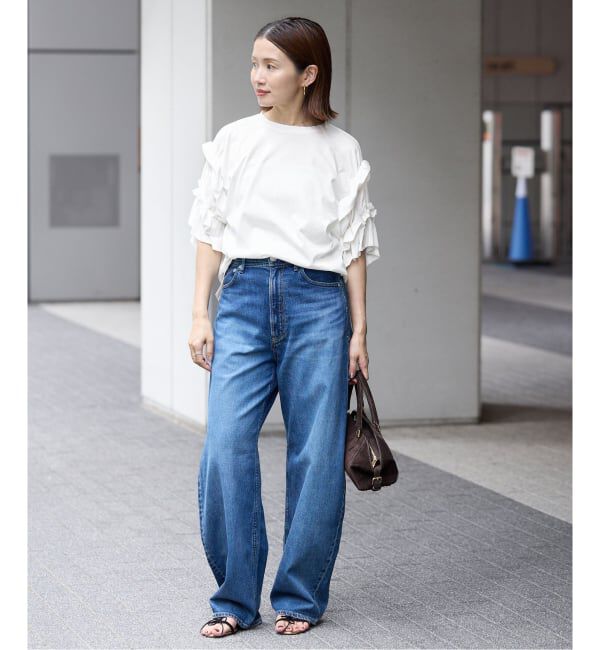 IENA「《手洗い可能》袖ギャザーフリルカットソー」|Tシャツ・カットソー|