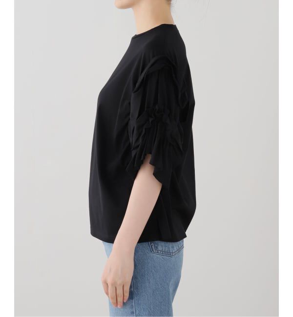 IENA「《手洗い可能》袖ギャザーフリルカットソー」|Tシャツ・カットソー|