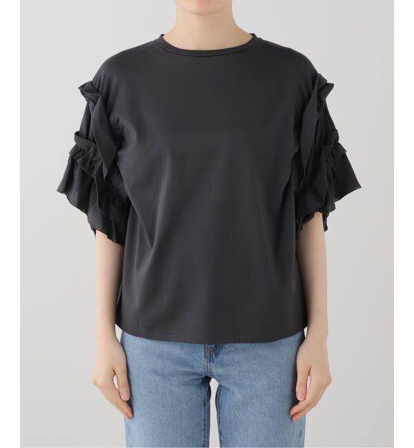 IENA「《手洗い可能》袖ギャザーフリルカットソー」|Tシャツ・カットソー|