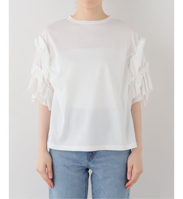 IENA「《手洗い可能》袖ギャザーフリルカットソー」|Tシャツ・カットソー|