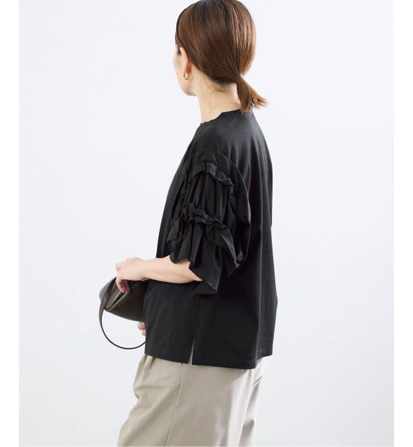 IENA「《手洗い可能》袖ギャザーフリルカットソー」|Tシャツ・カットソー|