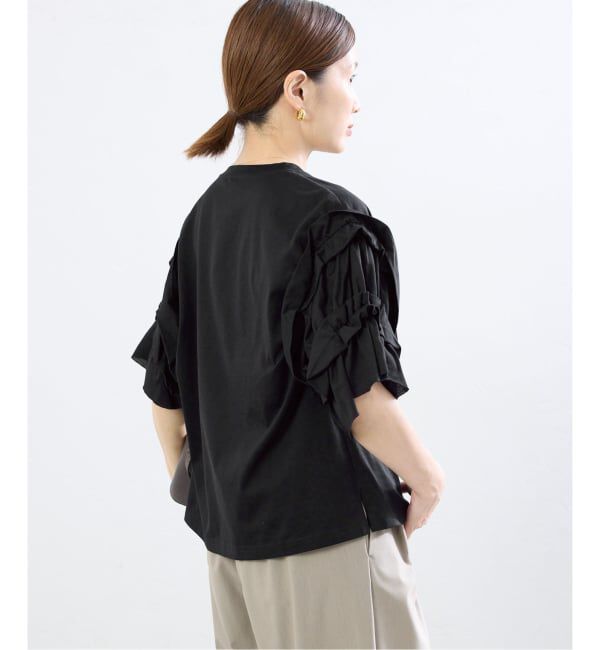 IENA「《手洗い可能》袖ギャザーフリルカットソー」|Tシャツ・カットソー|