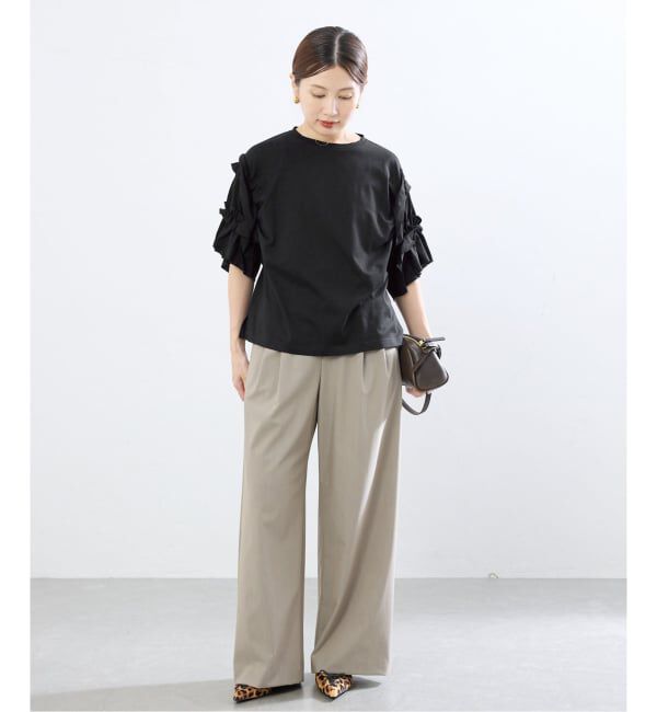 IENA「《手洗い可能》袖ギャザーフリルカットソー」|Tシャツ・カットソー|
