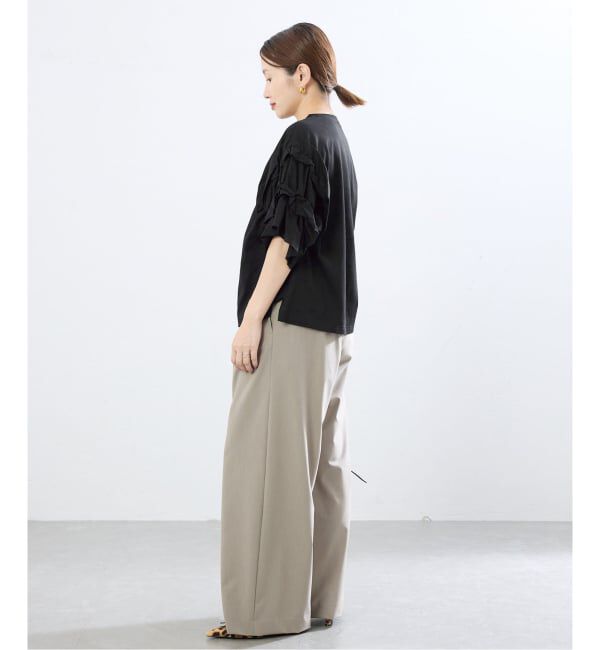 IENA「《手洗い可能》袖ギャザーフリルカットソー」|Tシャツ・カットソー|