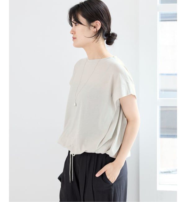 IENA「《追加2/接触冷感》フレンチタックスリーブ ドロストTシャツ」|Tシャツ・カットソー|