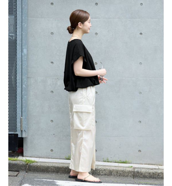 IENA「《追加2/接触冷感》フレンチタックスリーブ ドロストTシャツ」|Tシャツ・カットソー|