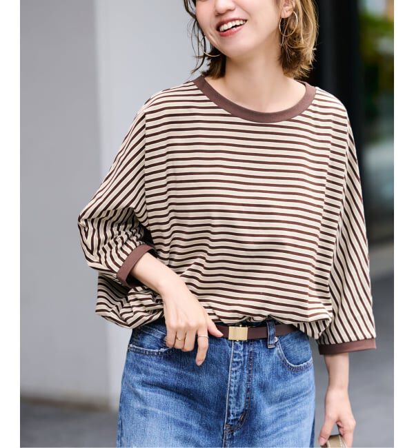 FRAMeWORK「STAR&STRIPE 別注ドルマンスリーブマルチボーダーT」|Tシャツ・カットソー|ブラウン