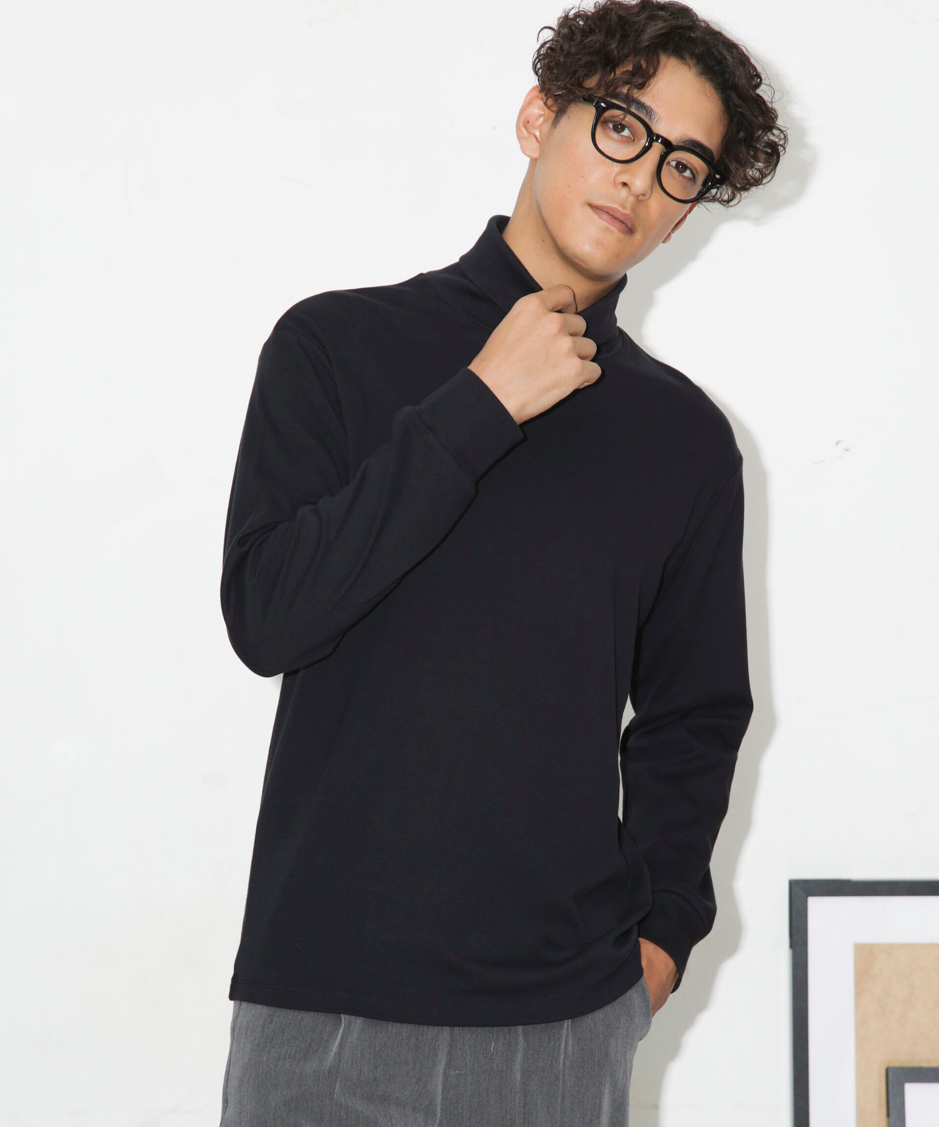 NANO universe「Anti Soaked(R) 汗染み防止 スムースタートルネックTシャツ 長袖」|Tシャツ・カットソー|