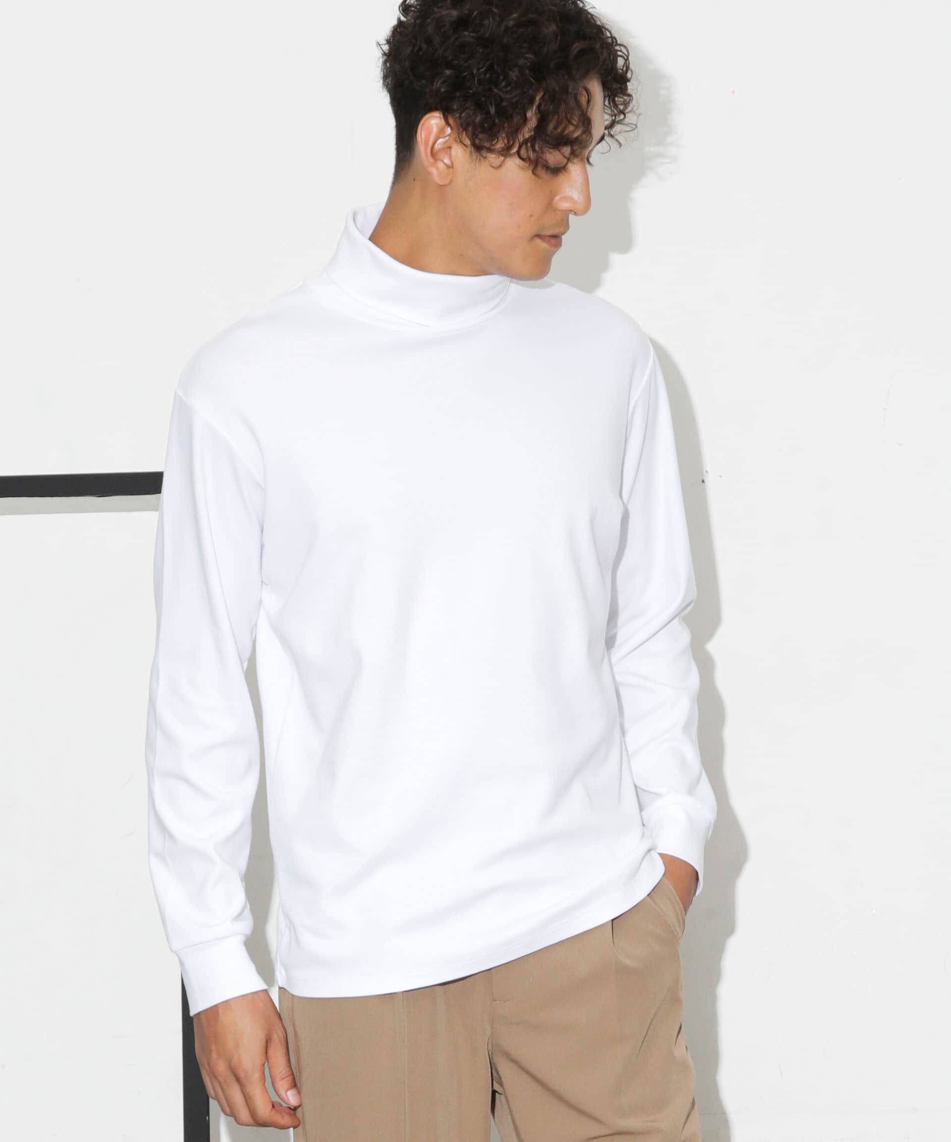 NANO universe「Anti Soaked(R) 汗染み防止 スムースタートルネックTシャツ 長袖」|Tシャツ・カットソー|