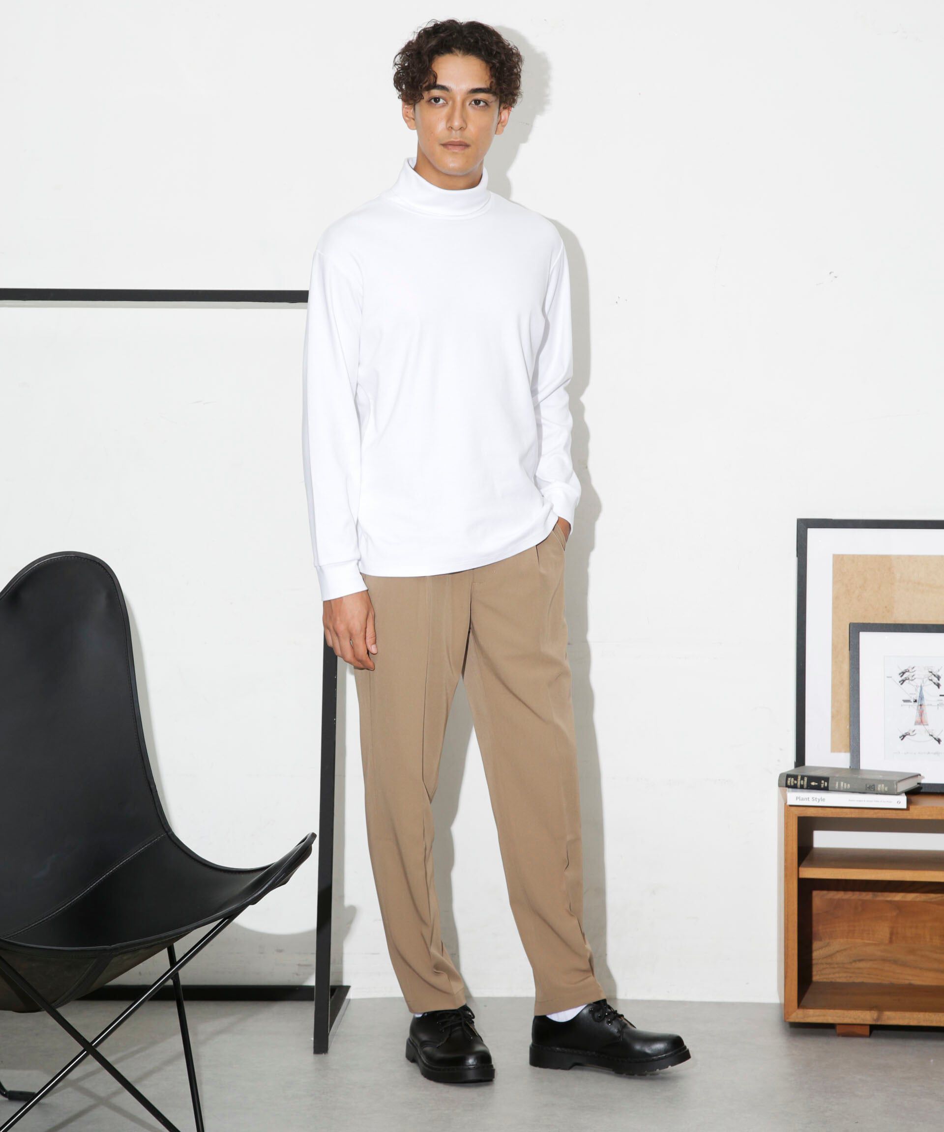 NANO universe「Anti Soaked(R) 汗染み防止 スムースタートルネックTシャツ 長袖」|Tシャツ・カットソー|