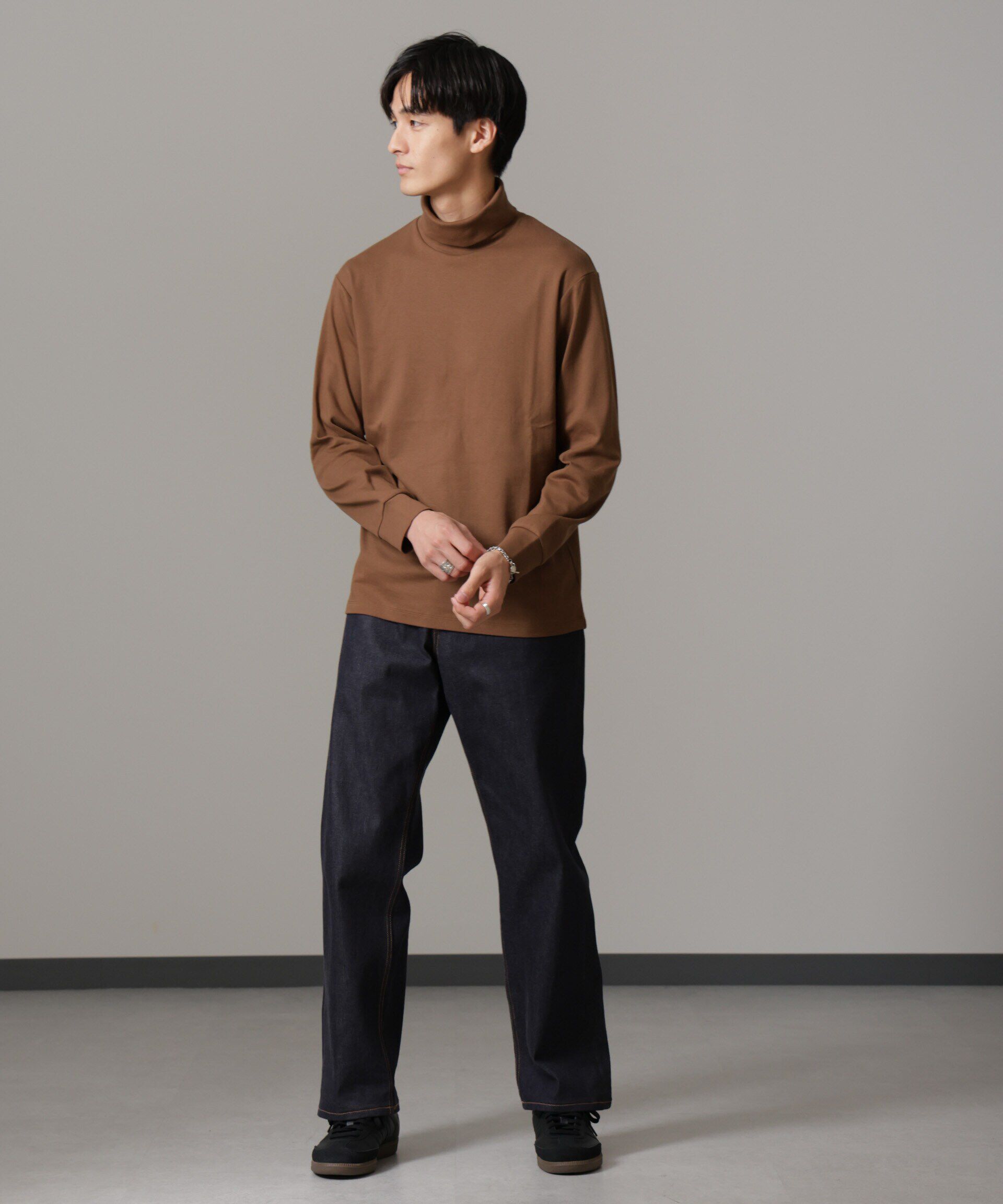 NANO universe「Anti Soaked(R) 汗染み防止 スムースタートルネックTシャツ 長袖」|Tシャツ・カットソー|