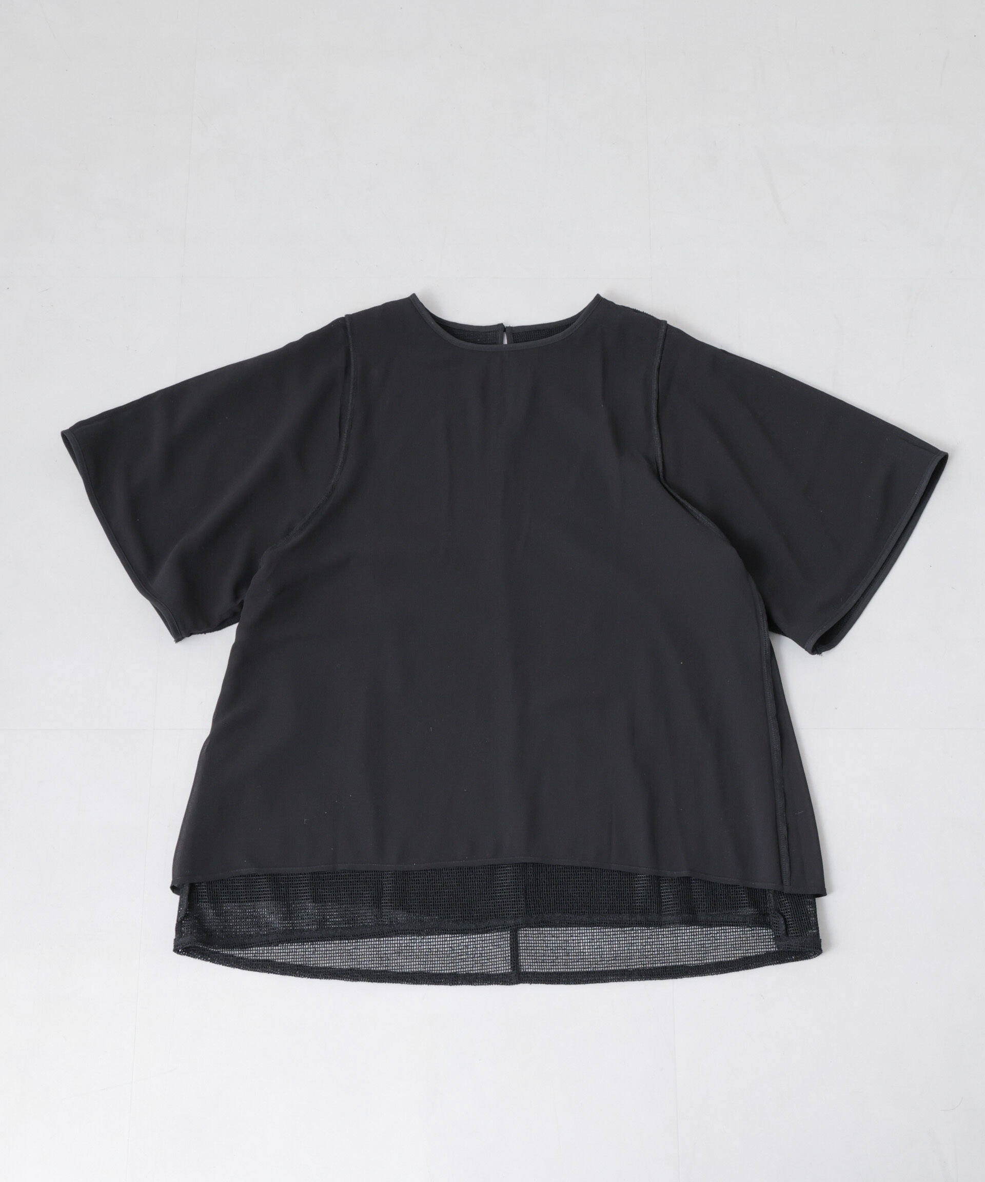 NANO universe「メッシュ&times;シフォンコンビチュニックトップス」|Tシャツ・カットソー|