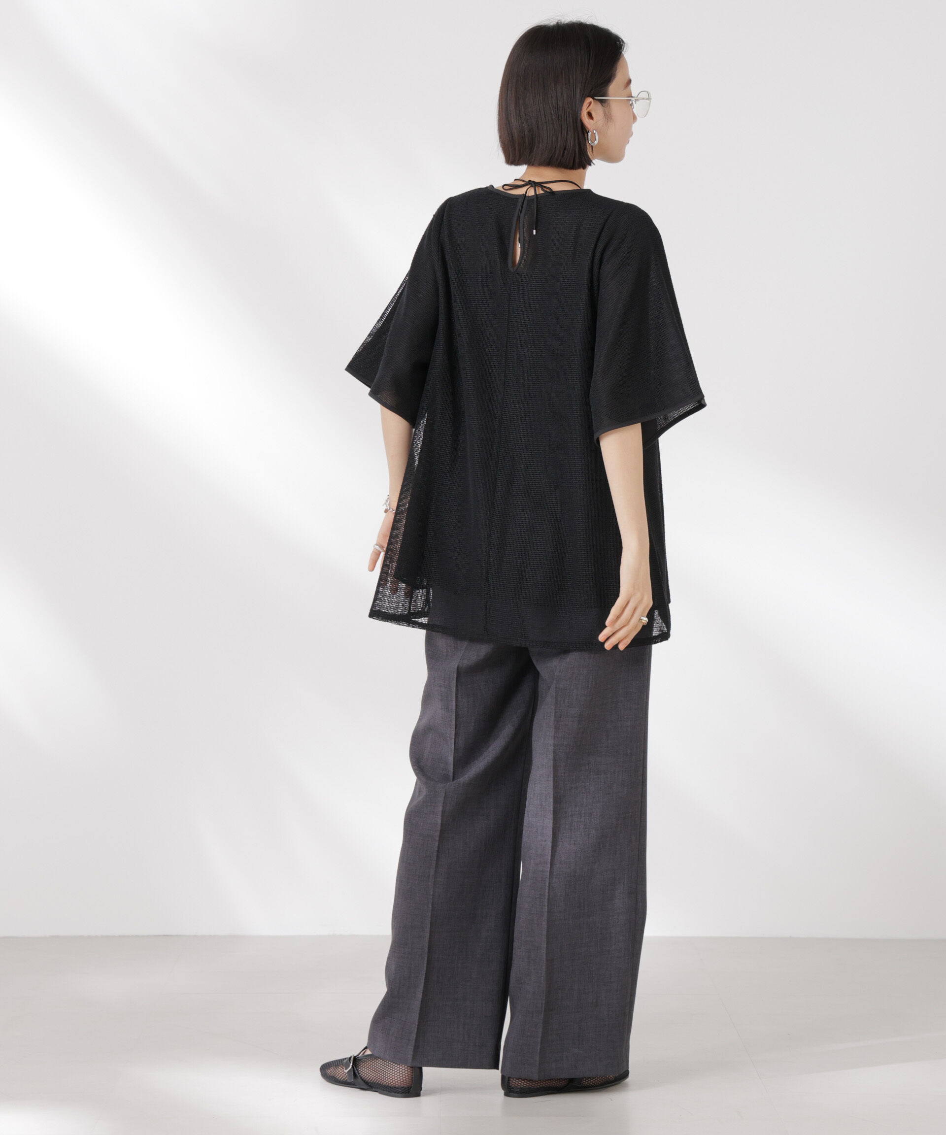NANO universe「メッシュ&times;シフォンコンビチュニックトップス」|Tシャツ・カットソー|