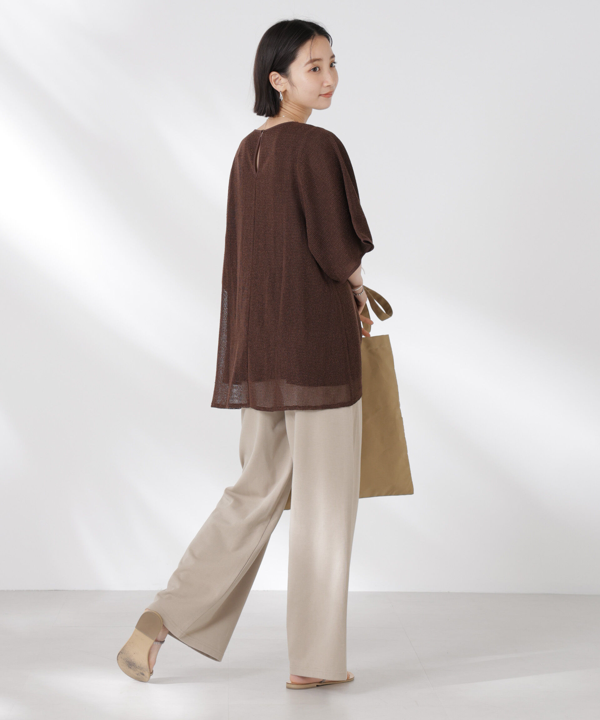NANO universe「メッシュ&times;シフォンコンビチュニックトップス」|Tシャツ・カットソー|